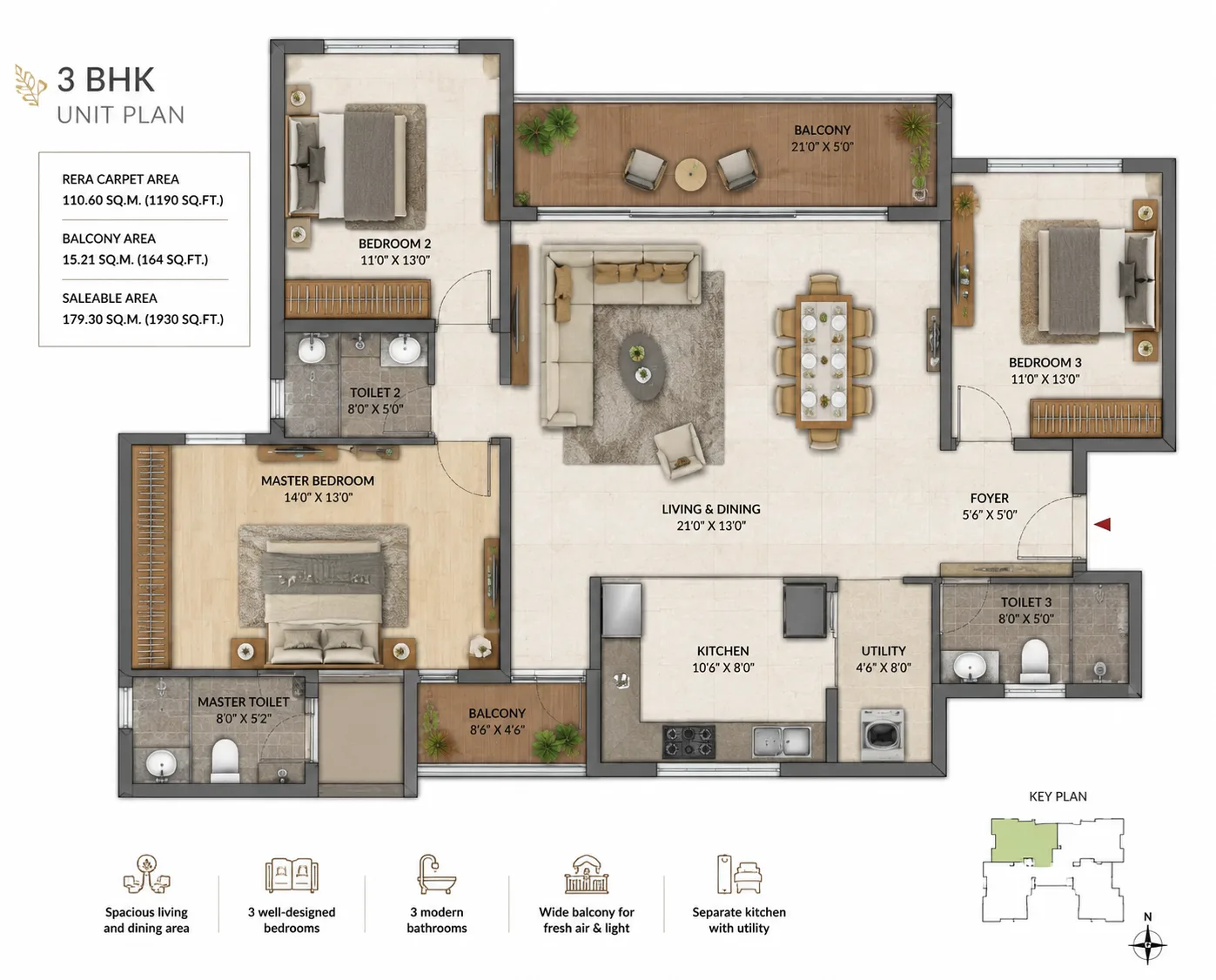 3 BHK Floor Plan