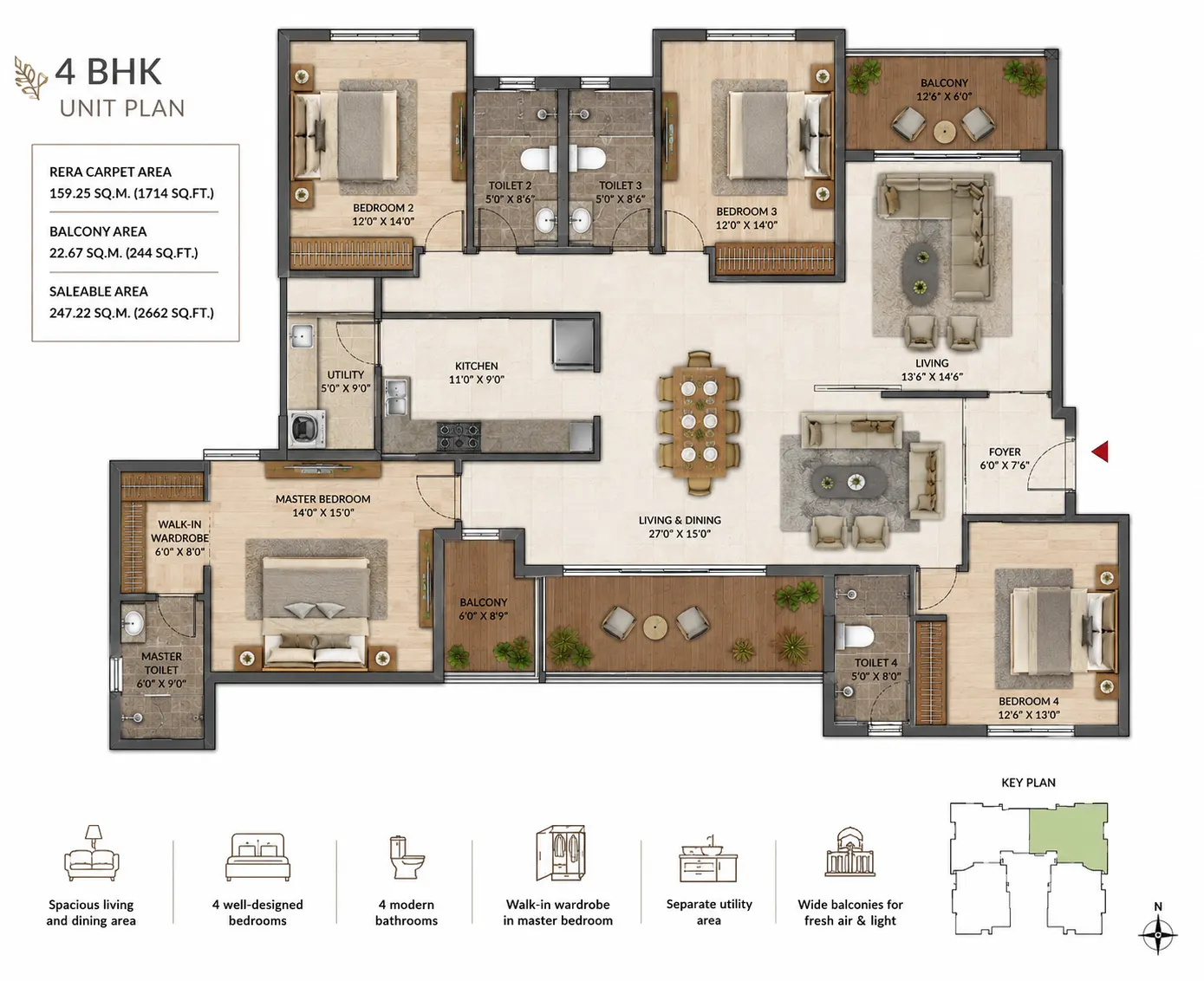 4 BHK Floor Plan